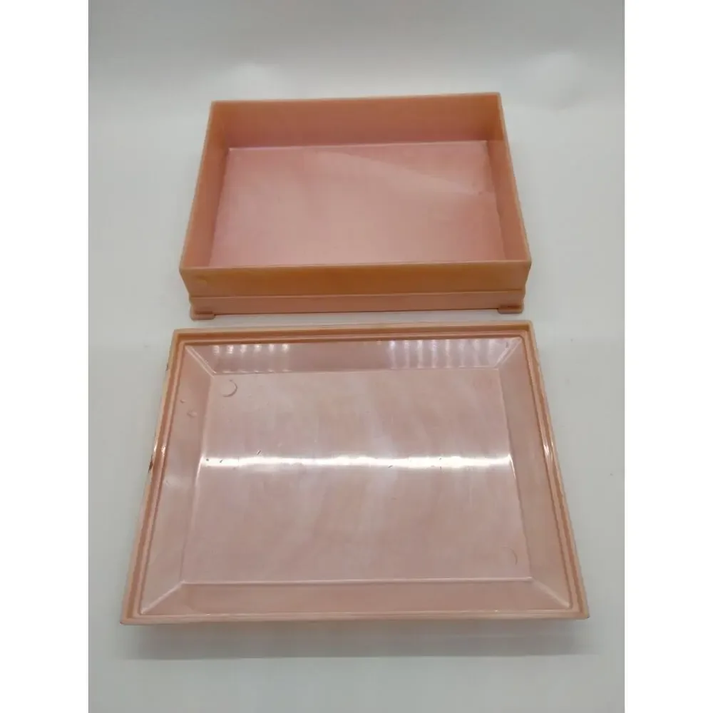 Vintage Pink Pearl - Lidded Plastic Trinket Box DuBois Co. Cincinnati - 5